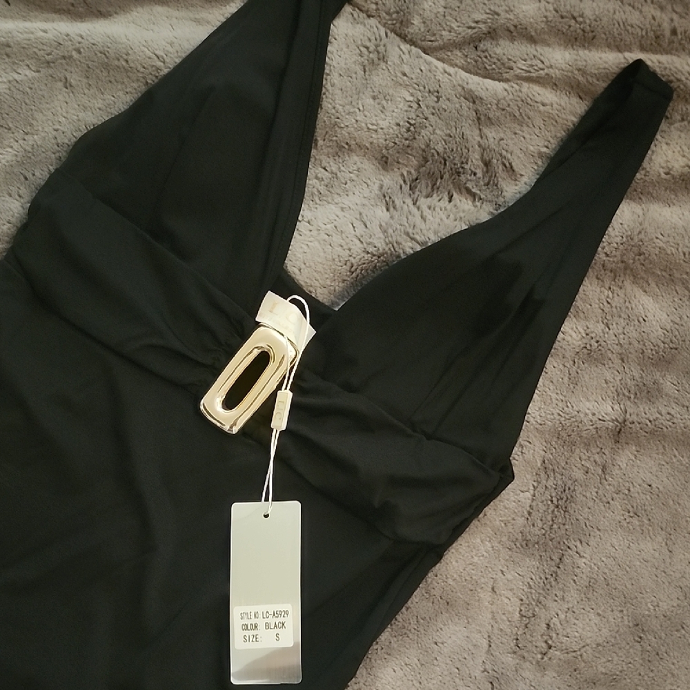 Black Deep V Tank Top - Women's Sleeveless Top - Picture 2 of 3